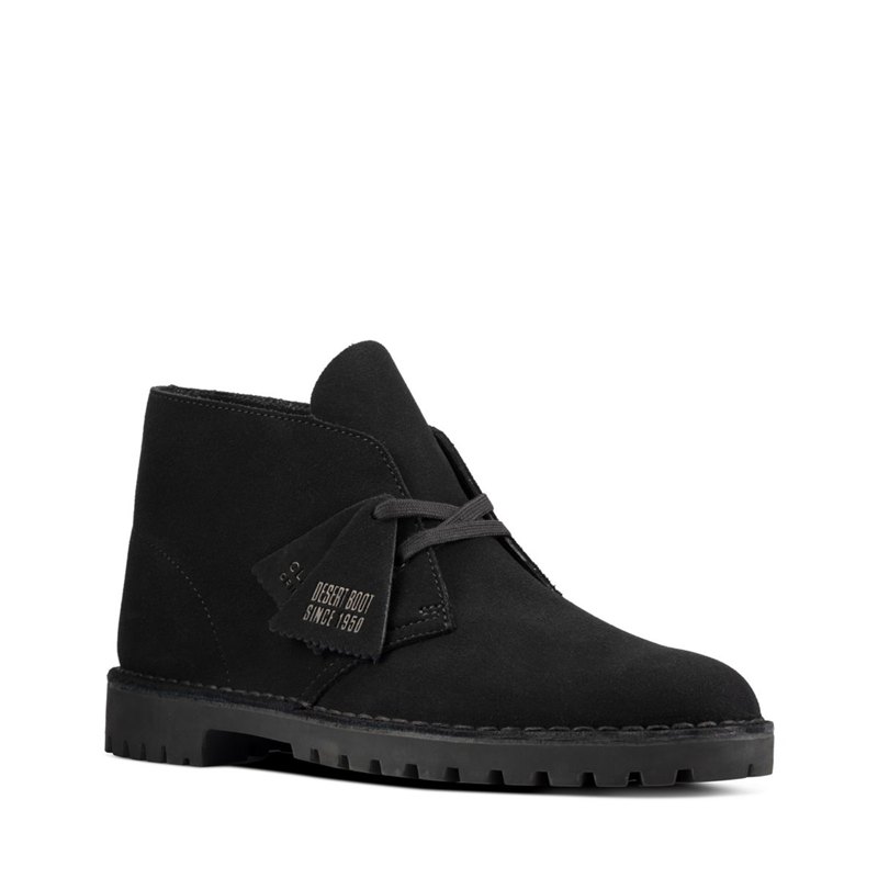 Botas De Desierto Clarks Originales Rock Hombre Negras | 33284187