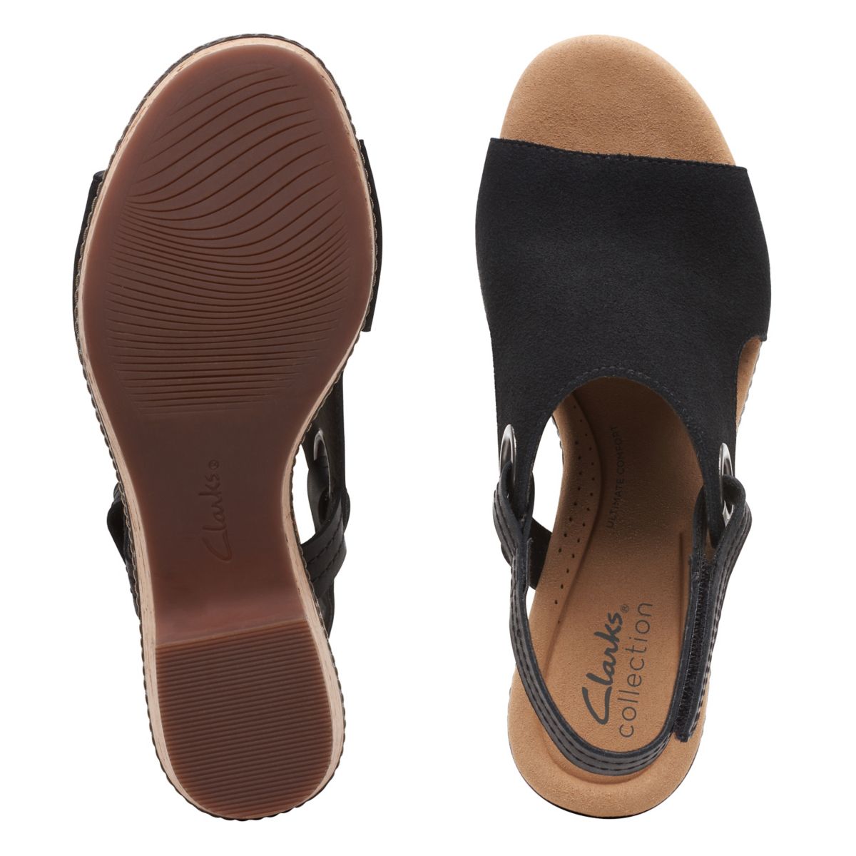 Sandalias Cuña Clarks Giselle Sea Mujer Negras | 99539021