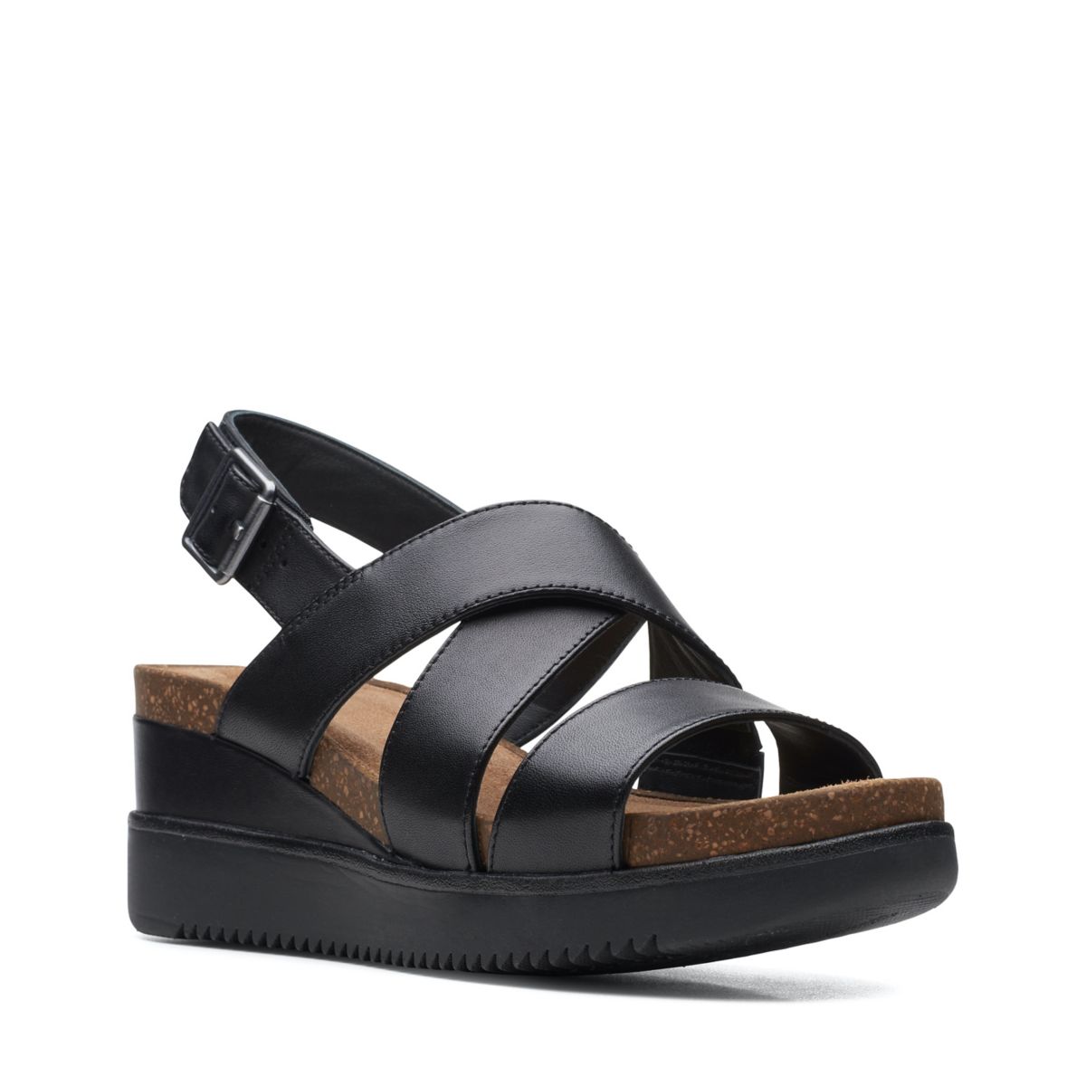 Sandalias Cuña Clarks Lizby Cross Mujer Negras | 65023014