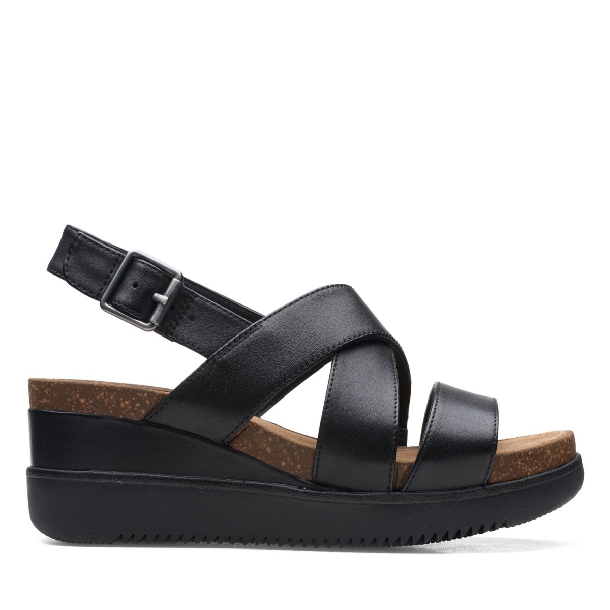 Sandalias Cuña Clarks Lizby Cross Mujer Negras | 65023014